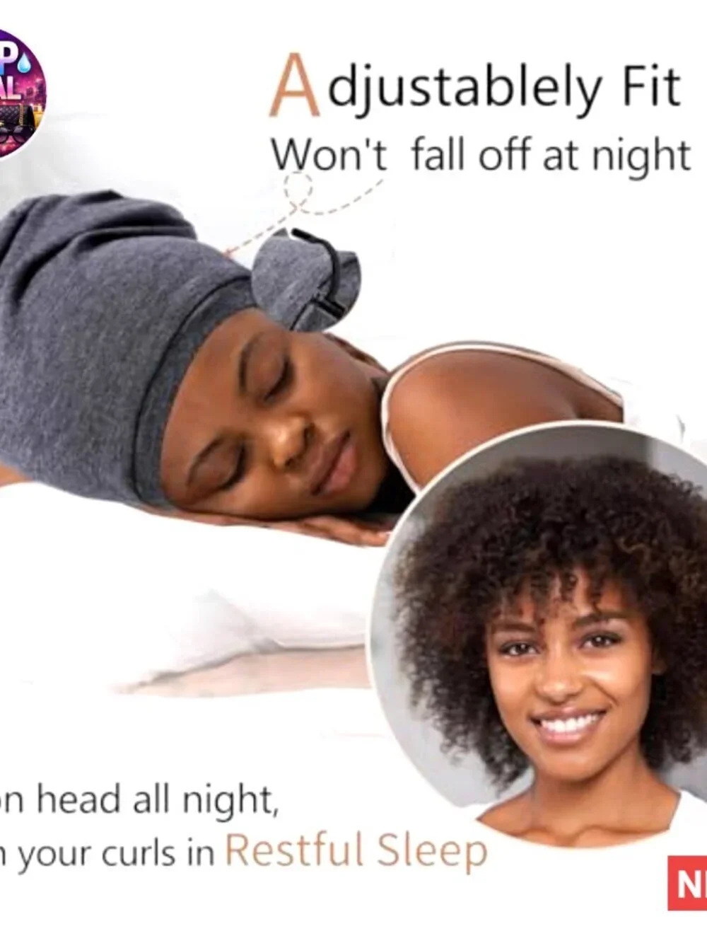 Adjustable Silk Hair Bonnet for Sleeping, Satin Lined Sleep Cap
